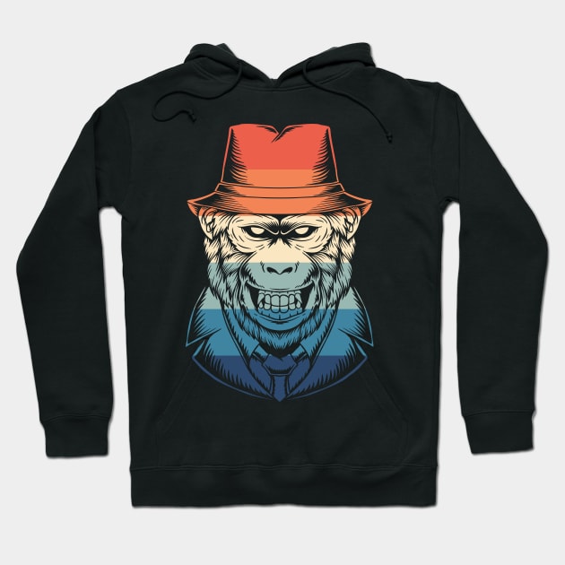 Retro Gorilla Detective Hoodie by Dojaja